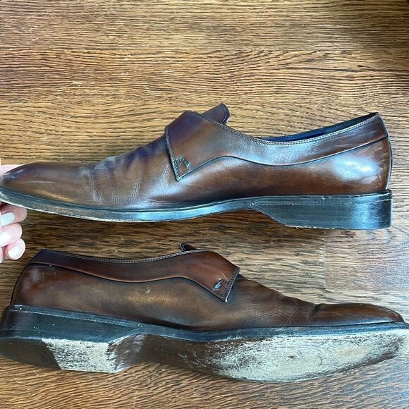 Vtg Salvatore Ferragamo‎ “Rigo” dark brown calf dress shoes with side buckle main image 5